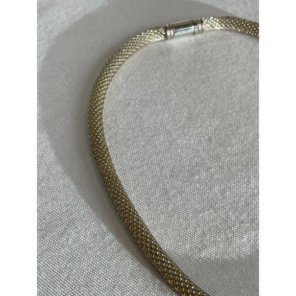 Vintage Silver And Gold Tone Snake Chain Choker Necklace Magnetic Closure - Picture 3 of 5